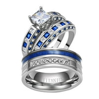 Podesiva veličina vjenčani prsten njegove i njene parove žene za žene sterling srebrni plavi cz Man