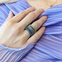 Korijeni silikonski vjenčani prsten - Chakra i Mehndi Henna inspirirana - ugravirani dvostruki sloj