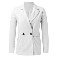 IOPQO jakne za žene Ženske casual džepne kancelarije Blazer puklo prednje kardiganske jakne Radne odijelo