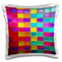 3Droza karirani višebojni kvadrati u neon svijetlim bojama, jastukom, by