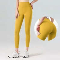 Njshnmn Wopcut Bootcut joga hlače sa džepovima Duljina gamaše, žuta, xxxl