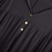 Miluxas haljine klike plus veličina Novi casual dugi rukav V-izrez Kontrastni džemper gornji ženski duks odjeće Crni 8