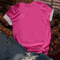 Scyoekwg Ležerne majice za dojke za žene Kratki rukav Okrugli vrat srca Print ružičasti vrpci na vrhu