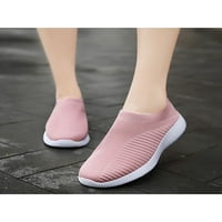 Ženske šetnje cipele mrežasti tenisice klizanje na stanovima Prozračivo pletenje gornje čarape za čarape žene Neklizajuće udobnosti ružičaste 10.5