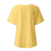 Ženski vrhovi i bluze ispisani okrugli vrat rukav rukav rukav rub prorezan sa labavim kratkim rukavima majica za ukrašavanje ženskih grafičkih majica Vintage Trendy XL