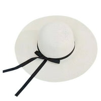 Žene Veliki obod slamki šešir za sunčanje široki ručni šarke Bowknot sklopivi poklopac plaže Sun Hats bijeli