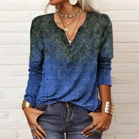 Majice Gotyou za žene Žensko Novo dugme Retkišni modni print Dugih rukava Majica Slim Top Casual Tops