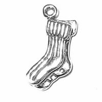 Sterling Silver 24 Unise bo lančani 3D par visokog rebrastih čarapa Privjesak ogrlica