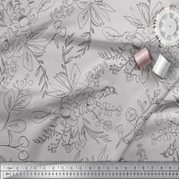 Soimoi Grey Japan Crepe saten tkanini cvjetni akvarel za akvarel za ispis tkanine uz dvorište široko