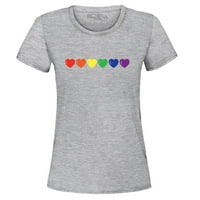 Shop4ever Ženski dugački srčani red gay lgbtq grafička majica majica malih sportova siva