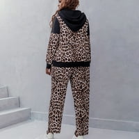 Auroural Womens postavlja čišćenje ženskog modnog casual zimskog dugih rukava velikih leopard patchwork