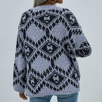 Binmer ženski dugi rukav pleteni džemper Jumper Pulovers Plus Veličina V-izrez Stripe labavi boja Podudaranje