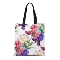 Platnena torba Potpuna tota Trgovina Trgovinske vrećice Zelena cvjetna akvarela sa šarenim irisom cvijeće