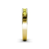 Žuti i bijeli dijamantni kameni kanal Set vjenčani trakit 0. CT TW 14K žuto zlato .Size 5.5
