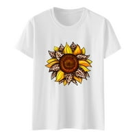 Majice za žene Suncokret ljeto majica plus veličina labava bluza vrhova djevojka grafički kratki rukav,