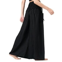 Hlače za ženske ležerne hlače plus veličina Vintage Print Boho Harem Yoga Stretchy Wide Hlače preklopi