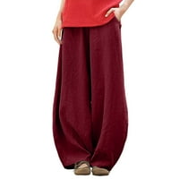 Ediodpoh ženska elastična pantalona za prozračnu pamučne pamučne hlače sa džepovima Ženske casual pantalone