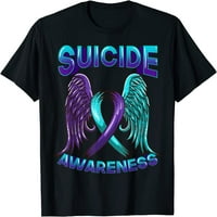 Ženska košulja za samoubistvo za muškarce krila i vrpca za prevenciju samoubistva Black Tee