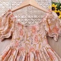 3-mjesečna haljina djevojka casual haljina ljetni slica vrat kratkih rukava cvjetna cvijeća tiskana
