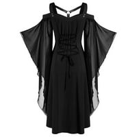 Aboser Hallowe haljina za žene čipke čipke leptir rukave gotičke haljine sa ramena Midi haljina zavoja