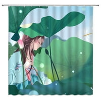 Cartoons Tuš za zavjese Pejzažne šume cvijeće Fairy Green Postrojenja Kupatilo Kupatilo Dekor Vodootporna