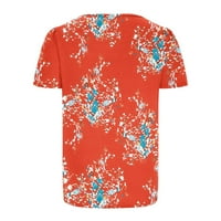 Žene cvjetne paisley bluze kratki rukav Košulje ljeta Trendy Thirts Square Crster Tees Cute Tunic Dressingly Casual Tops Red XL