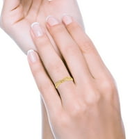 Žuti ton, simulirani kubni cirkonijski veličini - beskonačnost uvijena pola vječno vjetar vjenčanja prsten srebrna