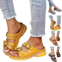Eczipvz klin sandale za žene Ženske ljetne sandale Boemske perlene gležnjače za hodanje Ležerne prilike za flip ploče Dame Beach Stanovi Udobne cipele