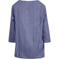 Ženske vrhove V-izrez prugasta bluza casual ženska kratkih rukava, ljetni bluze s kratkim rukavima plavi