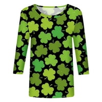 Dan Aaiymeta St Patricke Ženske košulje Žene V izrez Skraćeno rukav zakrivljene HEM Sheer Chiffon Bluze