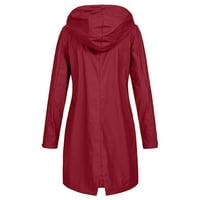 LMTIME kišne jakne žene vodootporne s obloženim kabanom na otvorenom kišni jakna Žene vodootporne s obloženim vanjskim kaputom za rovove Crveni XL