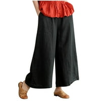 Shomport ženske ležerne hlače široke noge obrezane hlače pamučne labave lounge pantalone pada hlače