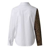 Dadaria Fall majice s dugim rukavima za žene Dressy Womens Casual V izrez Dugi rukav Leopard Patchwork