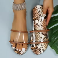 Žene Leopard Print ravne papuče klizne na sandale casual sandale ravne otvorene nožne cipele na plaži