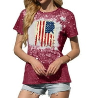 Cleance ženska američka zastava Print TEE 4. jula Patriotska košulja USA zastava Stars Stripes Ispiši