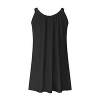 Štednja Ženska haljina za sunčanje Bikini Beachwewove Coverups Solid Color Casual bez rukava kratka mini haljina ljetne haljeve haljine crne m