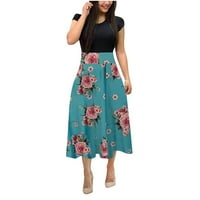 Tking Fashion Womens Ljeto Ležerne prilike Elegantne cvjetne tiskane haljine kratkih rukava okrugli