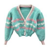 Huaai Cardigan za žene Ženski džemper Bishop rukavac Srčani uzorak kardigan pleteni džemper Ženski džemperi