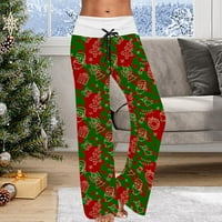 Teretne pantalone za žensko čišćenje ispod 20 dolara, božićni džep širokih nogu Ispisan sportski sport