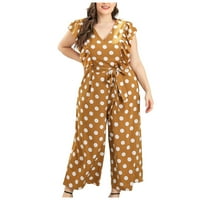 Nova žuta ženska moda plus veličina ruffle polka točka širokih nogu