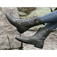 Daeful Womens WinTim zimski patentni patentni patent cipele s ravnim srednjim kratkim čizama Radne ležerne