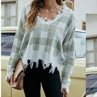 Bezolor ženski pad pleteni džemper slatki dugi rukav tiskani tasselni džemperi Ležerne prilike labavih