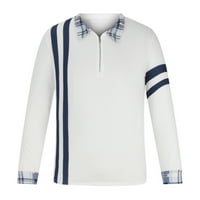 Muške polovne majice s dugim rukavima Slim-Fit Patchwork Golf polo majice kauzalna moda Zip up poslovne
