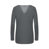 Dukseri za žene Trendy V-izrez Solid Boja podudaranje s dugim rukavima tankim pulover