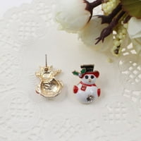 Par ženske minđuše mali svježi božićni festival sitni snjegović Dizajn rhinestone ukrašene ušive i prstenovima