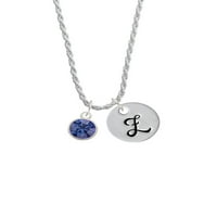 Delight nakit plavi kristalni iskrivljeni skript za silvertone i početni disk - z - ogrlica šarm, 20