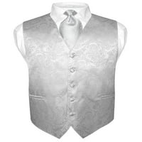Muški paisley dizajn haljina prsluka i kravata srebrni siva boja kravate set sz l