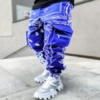 Sokhug Jesen Zima Ležerne modne muškarce Ispis patchwork casual više džepova na otvorenom ravno tipom fitness hlače hlače pantalone