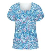 Gaecuw ljetni vrhovi za žene Bluze s kratkim rukavima Torbeni fit pulover TEES majice cvjetni print