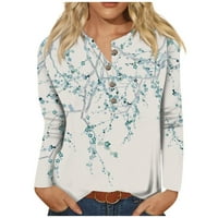 Fragarn ženski bluza za čišćenje ispisa pulover vrhovi okrugli vrat casual dugih rukava majica bluza majice tunika plave xxl